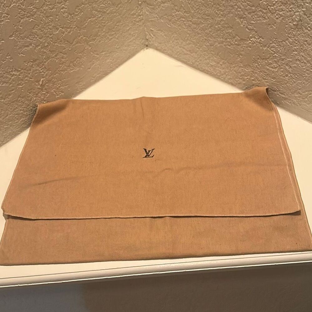 Louis Vuitton Fold Over Dust Cover Brown LV Logo Front Storage Travel Luxury